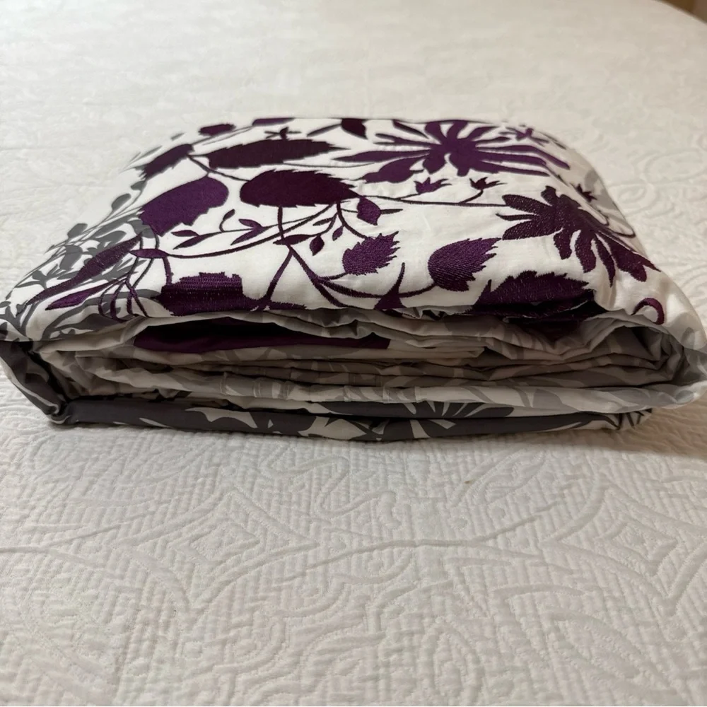 New KAS AUSTRALIA King Duvet Cover Enchanted Floral Purple Embroidered 104